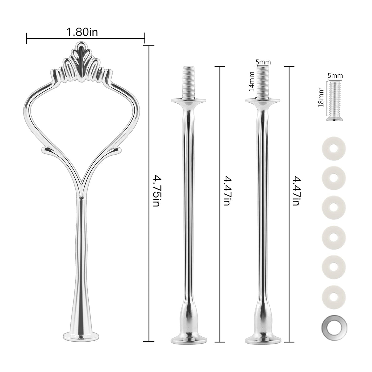 3 Tier Cake Stand Hardware Tiered Tray Hardware, 6 Sets Cake Stand Fittings Hardware for Cake Stand Mold, Silver Crown, Decoration Accessories for Wedding Family Banquet
