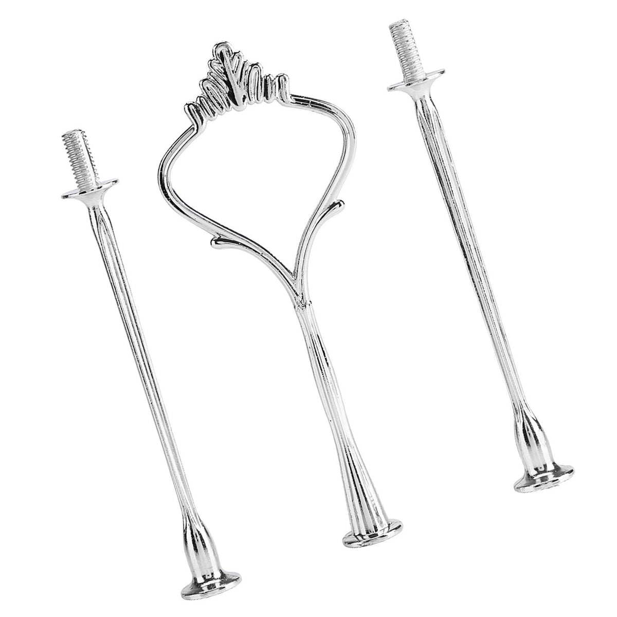 Cake Plate Stand Handle, Zinc Alloy Material, Ice Color, Multi Tiers Cake Tray, Fruit Tray Stand Holder, for Birthday Party, Anniversary or Daily Use (Three-layer small crown silver) Three-layer small crown silver