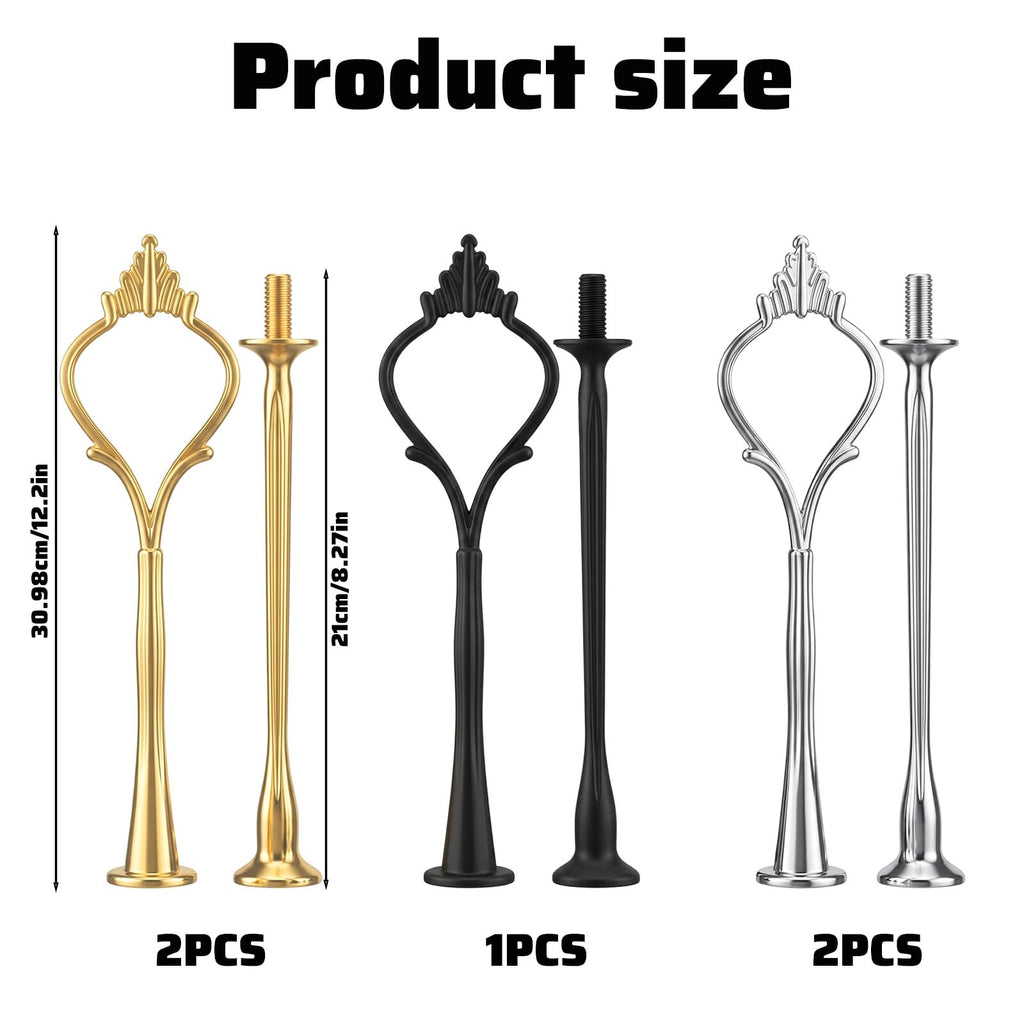 2 Tiered Cake Stand Cupcake Fruit Plate Stand Hardware Silver Gold Black