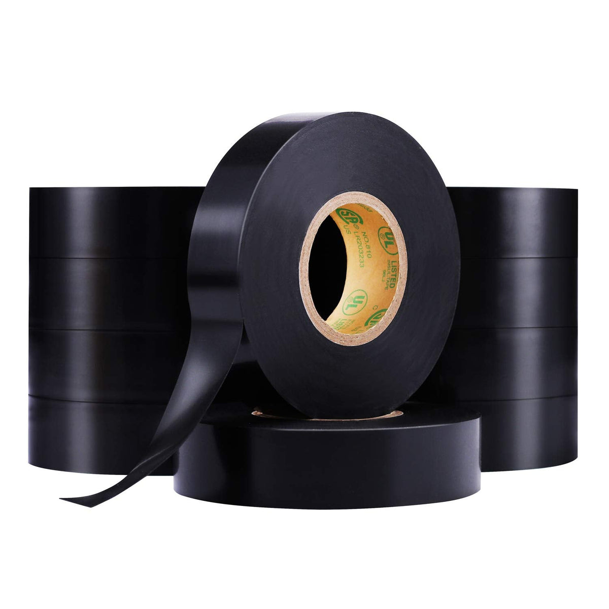 Lichamp 10-Pack Black Electrical Tape Waterproof, 3/4 in x 66ft, Industrial Grade UL/CSA Listed High Temp Electrical Tape Electric Super Vinyl 3/4 inch