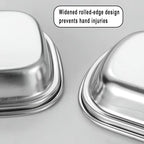 6 Pcs Stainless Steel 3-Compartment Condiment Tray – Korean Style Soy Sauce Dish for BBQ, Banchan, Spices, Salt, Sugar – Stackable Divided Server for Home & Restaurant Use
