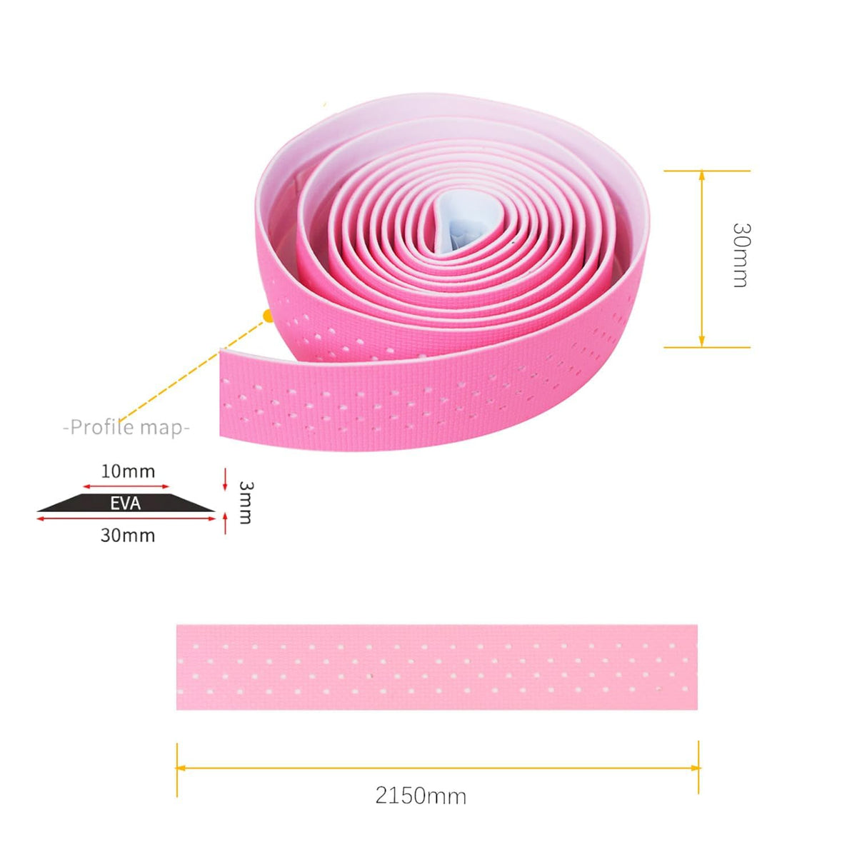Road Bike Handlebar Tape 3mm Thick Comfortable Silicone EVA Breathable Classic Road Racing Bicycle Handle Bar Tape (Pink) pink