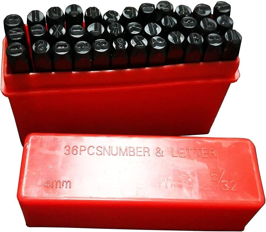 4MM Steel Die Metal Stamping Kit Punch Tool with Blank Aluminum ID Plates, Metal Identification Plate, Serial Number Tag, Equipment Data Plate, Industrial Nameplate