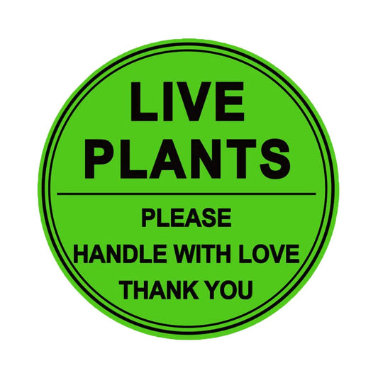 3 Inch Live Plants/Handle with Love Stickers - Green Fragile Handling Shipping Warehouse Pallet Stickers 250 Adhesive Labels (Green)