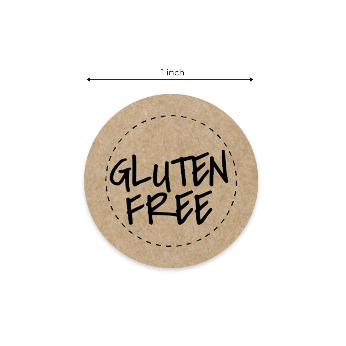 Gluten Free Kraft Stickers / 500 Brown Kraft Circle Labels Per Roll / 1" Round Food Labels Labels/Food Allergy Sticker Seals Gluten Free