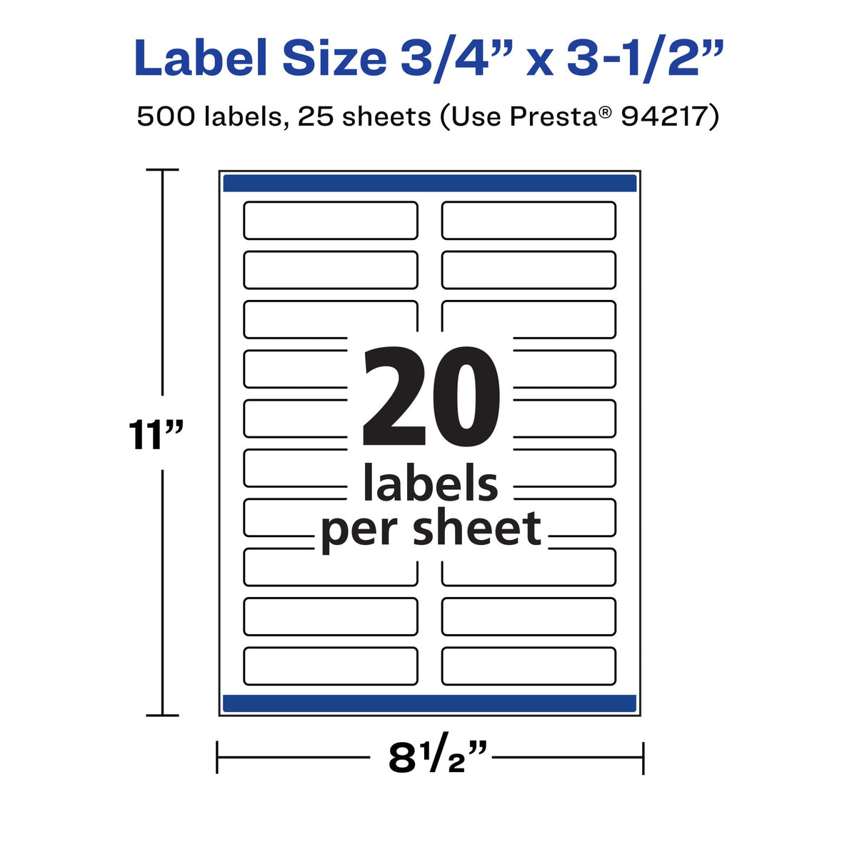 Avery® Printable Durable White Rectangle Labels, Sure Feed® Technology, 0.75" x 3.5", Print-to-the-Edge, Waterproof Labels, Laser & Pigment-Based Inkjet Compatible, 500 Total 500 labels
