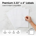 4" X 3.33" Matte White Printable Shipping Labels 3-1/3" X 4" 250 Sheets