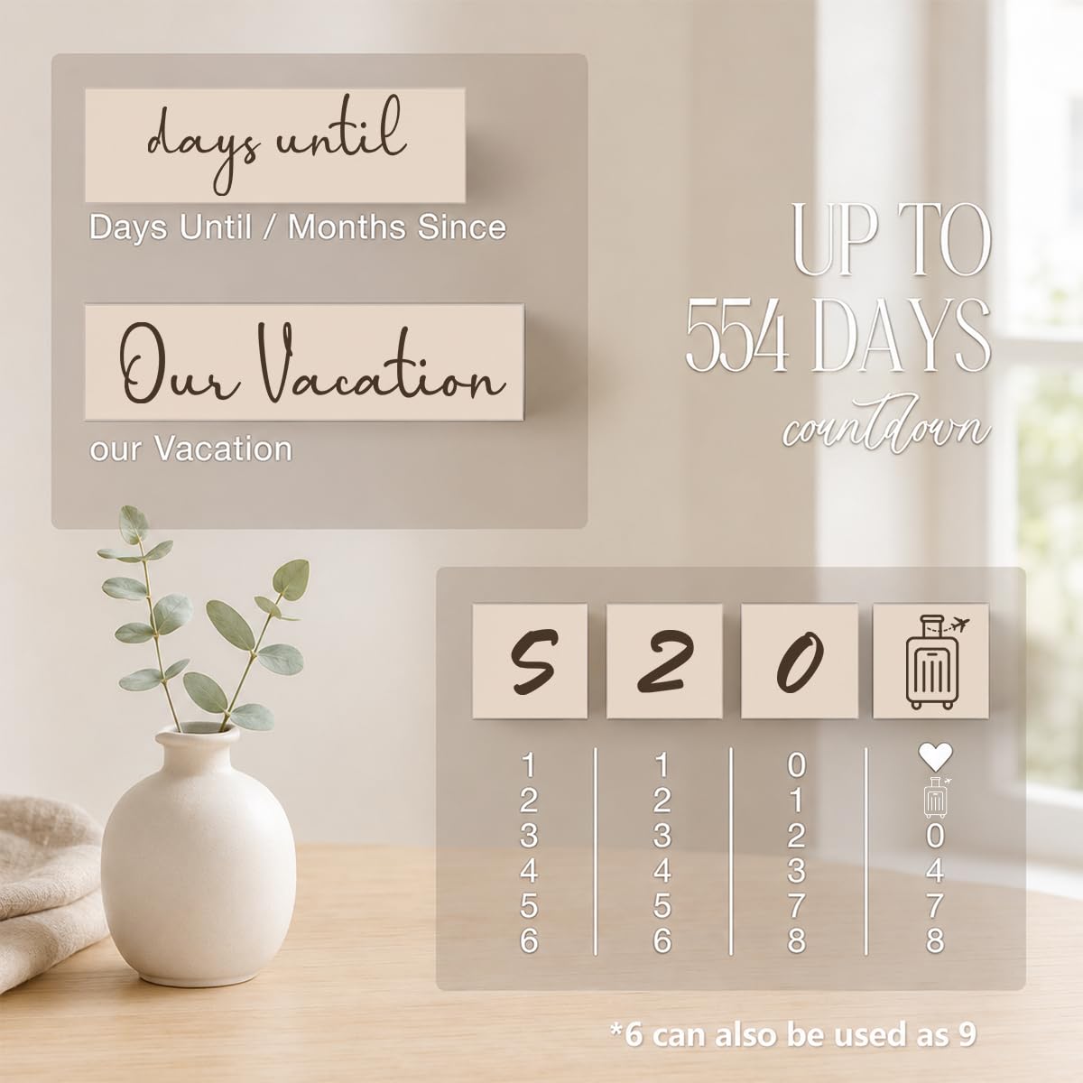 6 Pcs Our Vocation Wooden Countdown Calendar Blocks Desk Decor