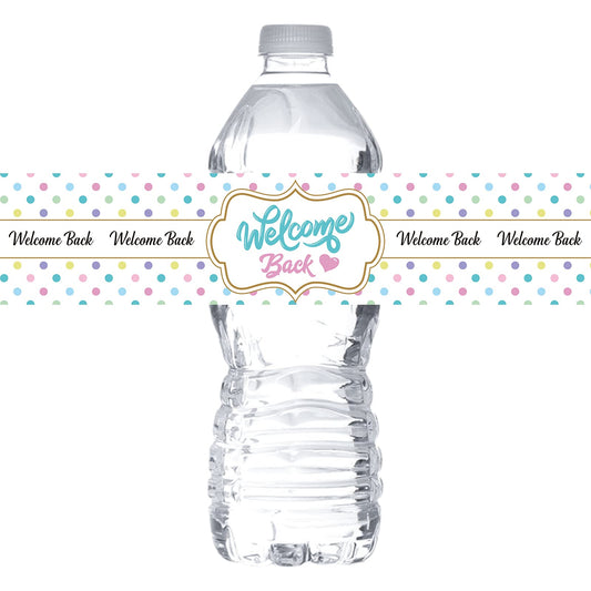 Colorful Welcome Back Water Bottle Labels Stickers/Retirement Bottle Stickers/Moving Away/Welcome Theme Decor/Home Party Water Labels Supplies (Set of 32)