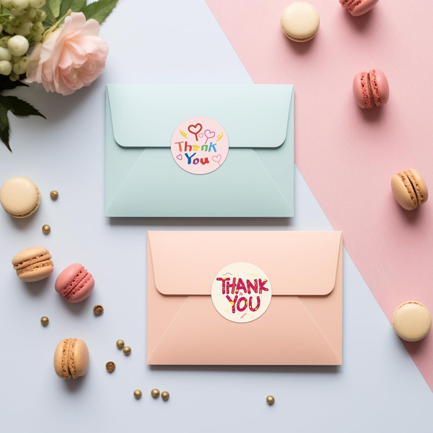 Thank You Stickers 2 inch Round, 500pcs Waterproof Pink Black Thank You for Supporting My Small Business Stickers for Packaging