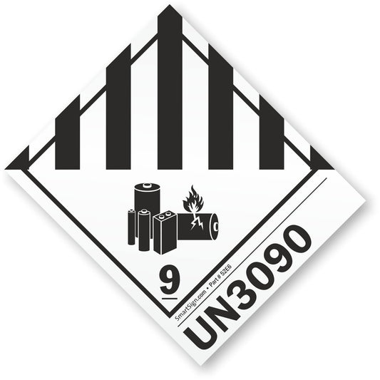 SmartSign Pack of 250 Class 9 Lithium Battery UN3090 Shipping Labels in a Roll | 4" x 4" Semi-Gloss Paper, Black and White, Made in USA