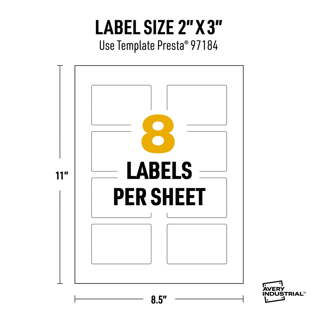 Avery® UltraDuty® GHS Labels, Waterproof, 2 X 3" White Rectangle Labels , 200 Total, Use with Pigment Inkjet Printers 2" X 3" 200 labels