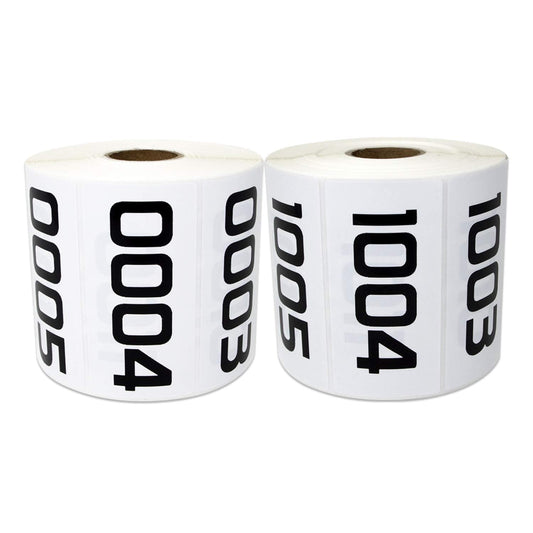 2000 Labels - 0001 to 2000 Consecutive Number Sticker Bundle for Inventory Counting Warehouse Quality Control (3 x 1.5 inch - 2 Rolls) 0001 - 2000