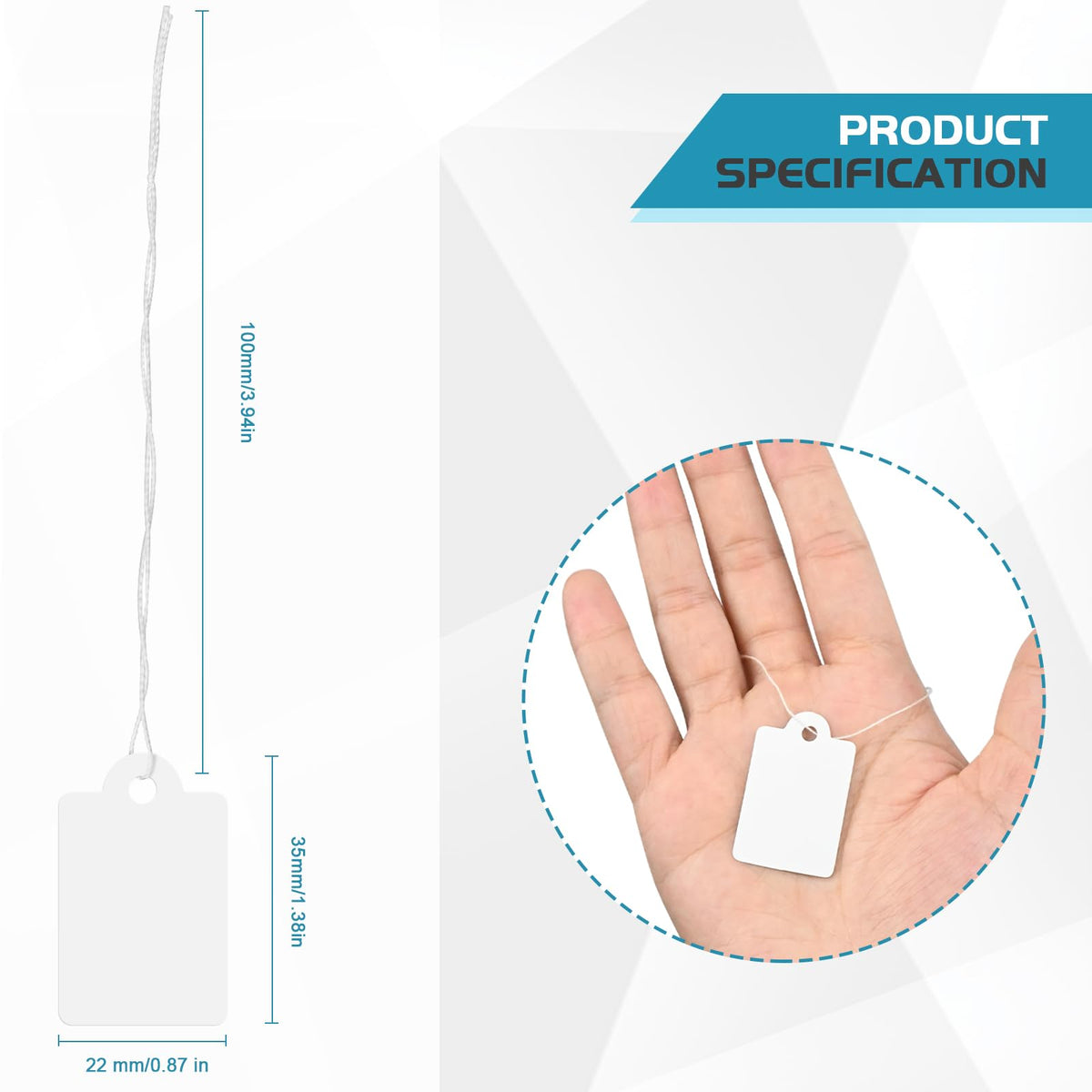 1200 Pack White Price Tags with String Attached Writable Display Labels 1200PCS