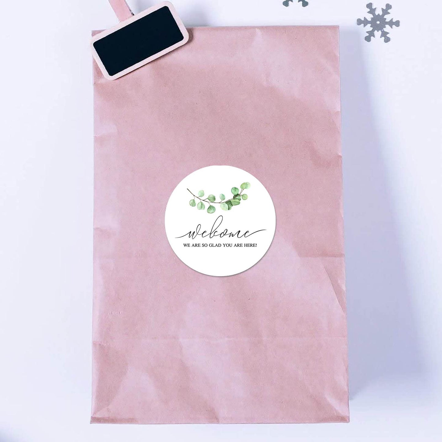 Greenery Welcome Stickers, 40-Pack 2in Wedding, Bridal Shower Birthday Party Favor Labels