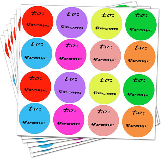 to from Gift Tag Stickers, Colored Dot Sticker to and from Christmas Stickers 2.5 inch Color Dot Holiday Tags Labels （80 Pcs）