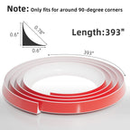 Conwang 393" Flexible L-Shaped Quarter Round,Bendable Trim Molding,Double-Sided Self Adhesive Peel and Stick Silicone Trim for Floor Edge,Wall Corner,Stairs,Cabinet and Tub Edge,0.6"(W)×0.6"(H),White 393" White