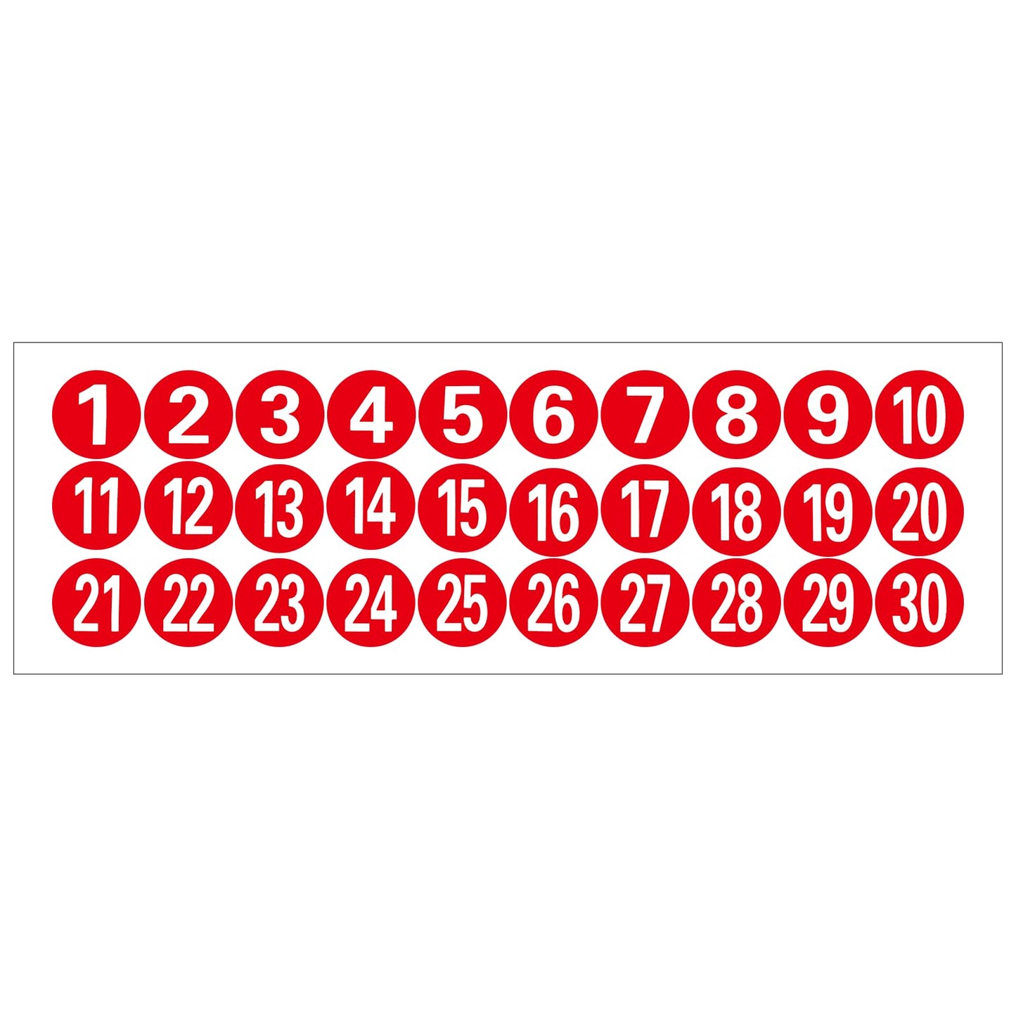 Circle Vinyl Number Stickers 1-30, 1 Inch Consecutive Number Labels Stickers Self-Adhesive Stickers Anti-Fading Waterproof Label Decals for Inventory, Storage, Home and Office Organizing(Red)