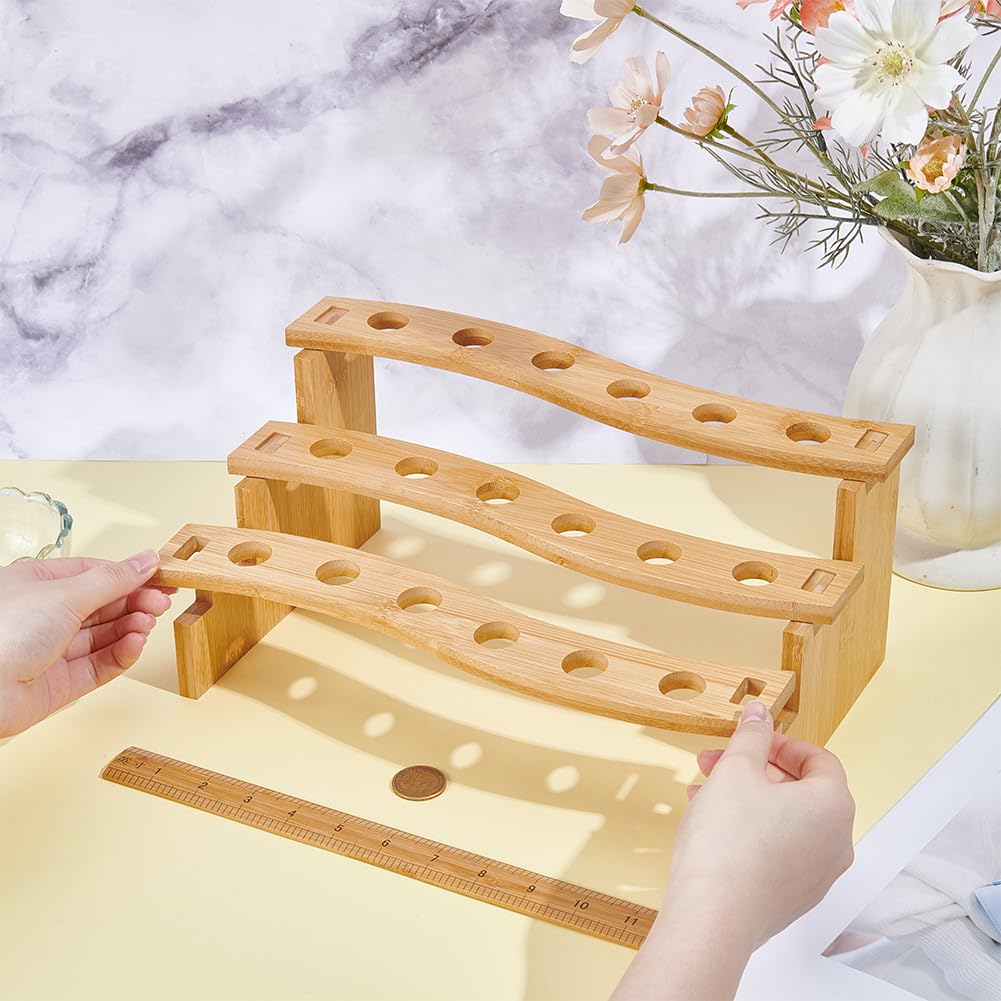 BENECREAT Ice Cream Cone Holder Stand, 12.99x7.36x5.71inch Food Display Rack for Catering Events Natural Wood Cone Display with Sturdy Construction for Parties and Buffets