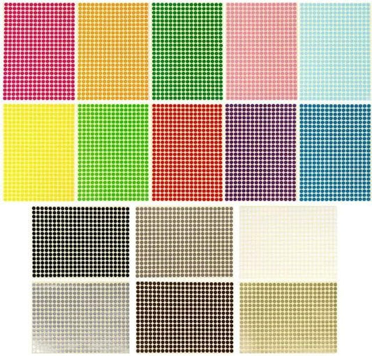 5940Pcs 1/4 inch Small Colored Dot Stickers Circle Label Sticker, 0.25" Round Colored Dot Stickers Labels, 15 Color Coding Labels and Stickers Labels