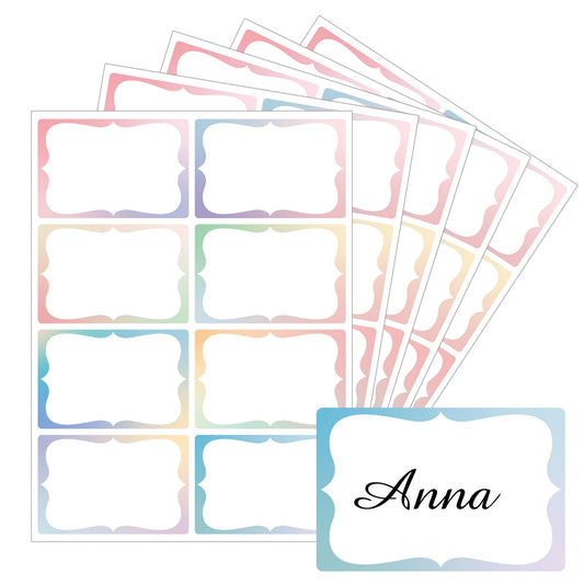 Starboling Gradient Color Plain Stickers, 200 Pcs, 3"x2" Border - Office, School & Home Name Labels 3''x2''