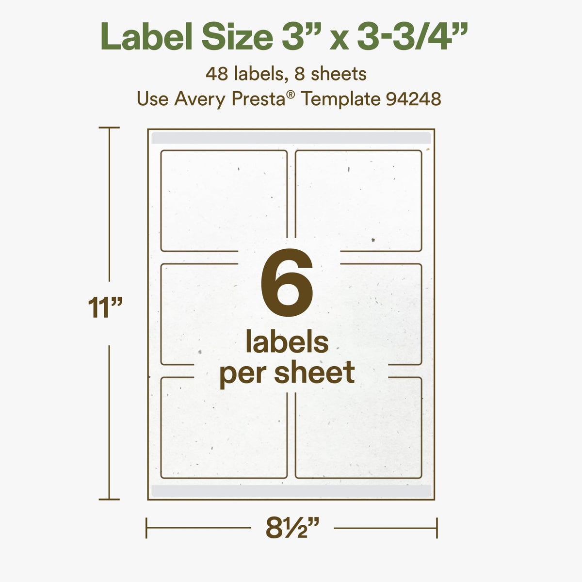 Avery Printable Rectangle Hemp Labels with Sure Feed Technology, 3" x 3-3/4", Off-White, Print-to-the-Edge, Laser & Inkjet Compatible, 48 Total, Great for Product Branding, Packaging, and More 48 Labels