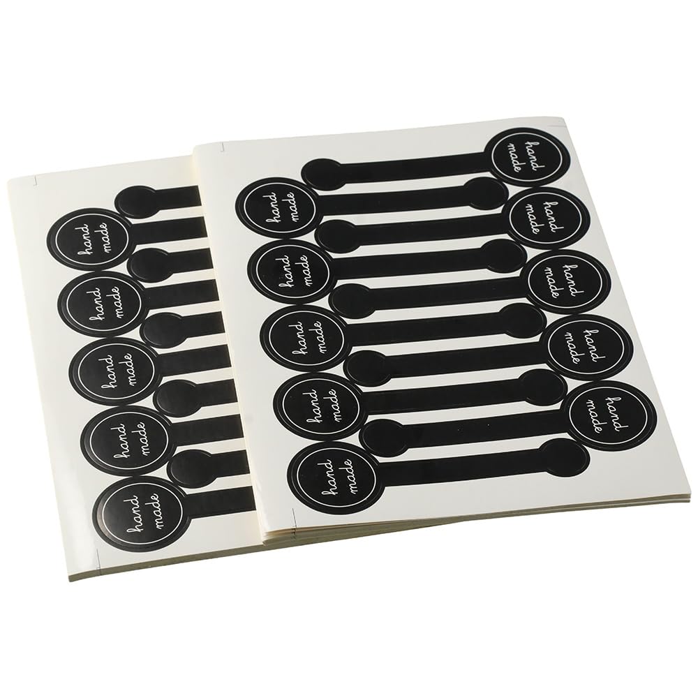 dohobby 300PCS Handmade Food Baking Label Stickers Food Retail Package Seal Self Adhesive Paper Sticker Black Striped Long Label