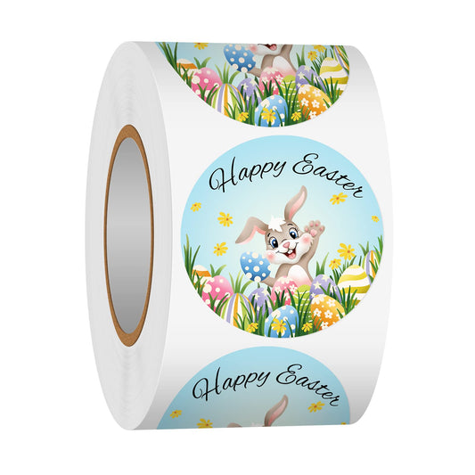 Heyfibro 500 PCS 1.5 Inch Happy Easter Roll Stickers for Small Business, Gift Packing, Cards, Candy Bags, Envelope Seals, Party Supplies (Bunny) Bunny