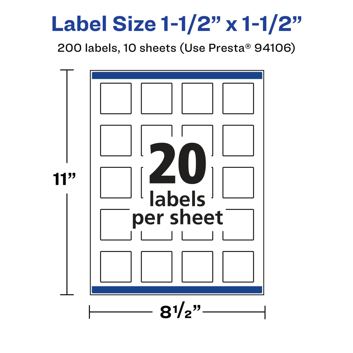 Avery® Matte Clear Square Labels, Sure Feed® Technology, 1.5" x 1.5", 200 Matte Clear Labels, Print-to-The-Edge, Laser/Inkjet Printable 200 labels