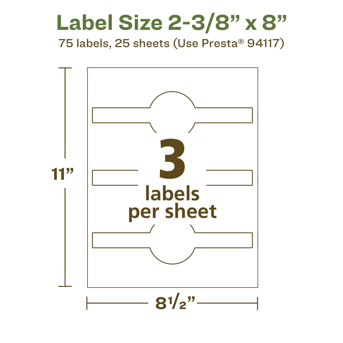 Avery EcoFriendly Recycled Wraparound Band Labels, 2-3/8" x 8", Cigar Band Labels, Matte White, Permanent Adhesive, Laser/Inkjet Printable, 75 Total 75 labels
