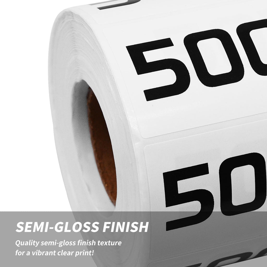 Number Stickers 5001-6000 | Inventory Number Label Stickers | 3" x 1.5" Small Black Numbering | Consecutive Numbered Sticker for Office Warehouse Classification Storage