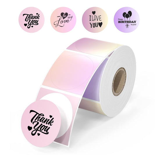 2 inch Gradient Thermal Labels, Thermal Sticker Labels Rainbow Thermal Stickers for Price Tags, Barcode, Name, DIY Custom Logo Design, Compatible with MUNBYN Printers (Gradient Purple) Gradient Purple