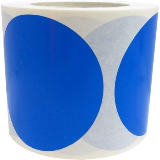 Blue Color Coding Labels for Organizing Inventory 4 Inch Round Circle Dots 500 Total Adhesive Stickers On A Roll