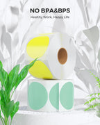 2" Color Circle Thermal Stickers 6 Rolls-4,500 Labels+2" Shell Texture Round Thermal Labels 500 Labels/Roll