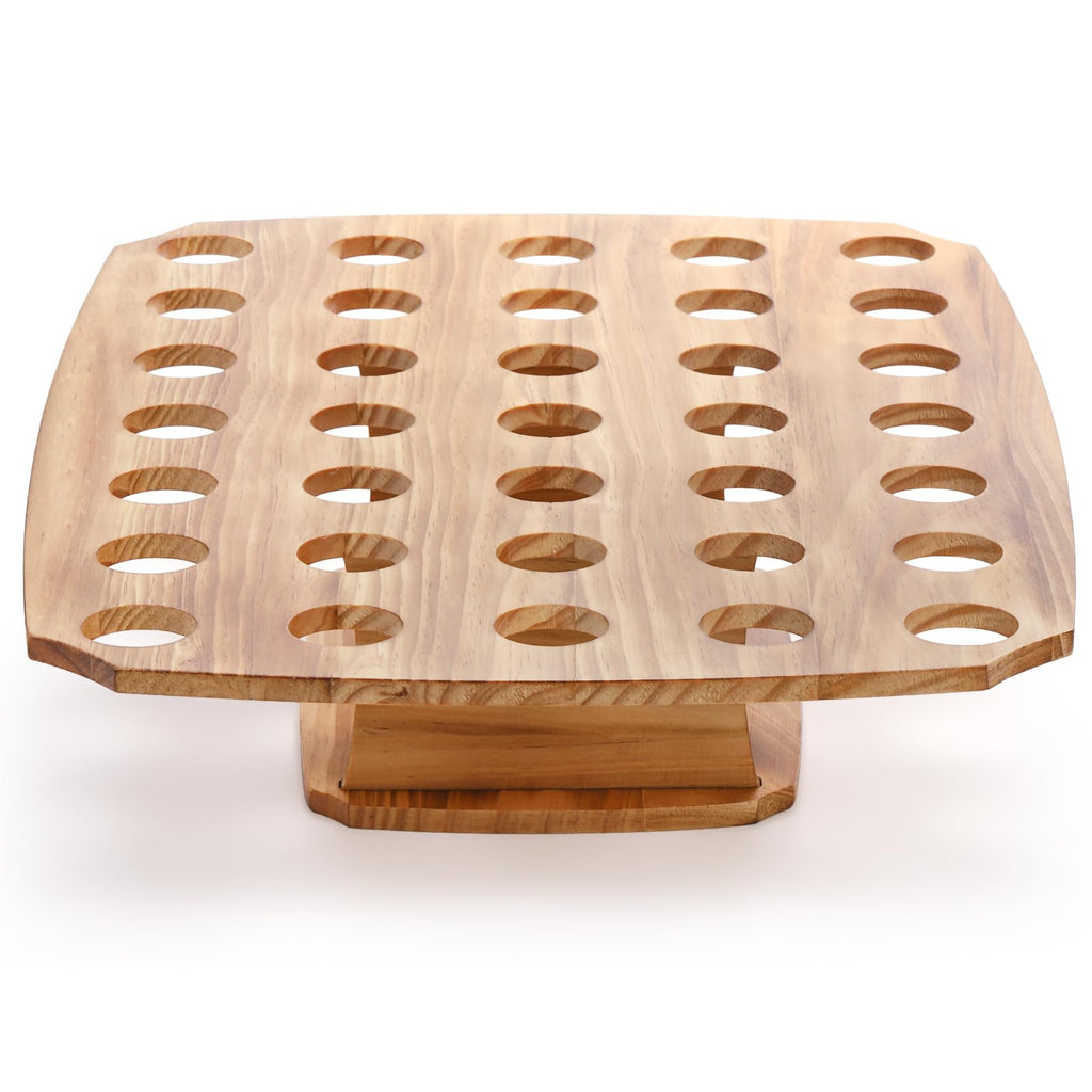 Ice Cream Cone Holder Stand with 100pcs Wooden Cones, 35 Holes Ice Cream Stand, Charcuterie Cones for French Fry Holder, Waffle Cones, Food Display, Catering Supplies, 12"x16"