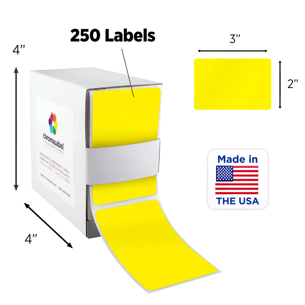 ChromaLabel Yellow Rectangle Labels, 2 x 3 Inch, 250/Box 2" x 3"
