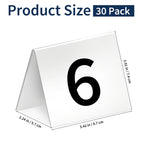 30 Packs Restaurant Table Numbers, Double Side Acrylic Table Tent Numbers for Restaurant Cafes Banquets - White 3.4 x 2.2 x 2.9 inches