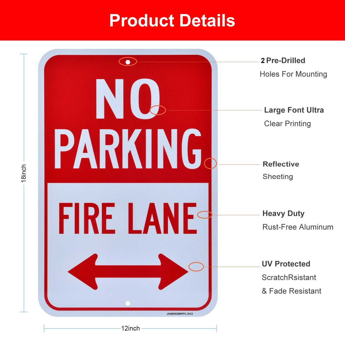 Fire Lane No Parking With Arrow Signs 2 Pack 18x12 Inch Reflective Aluminu