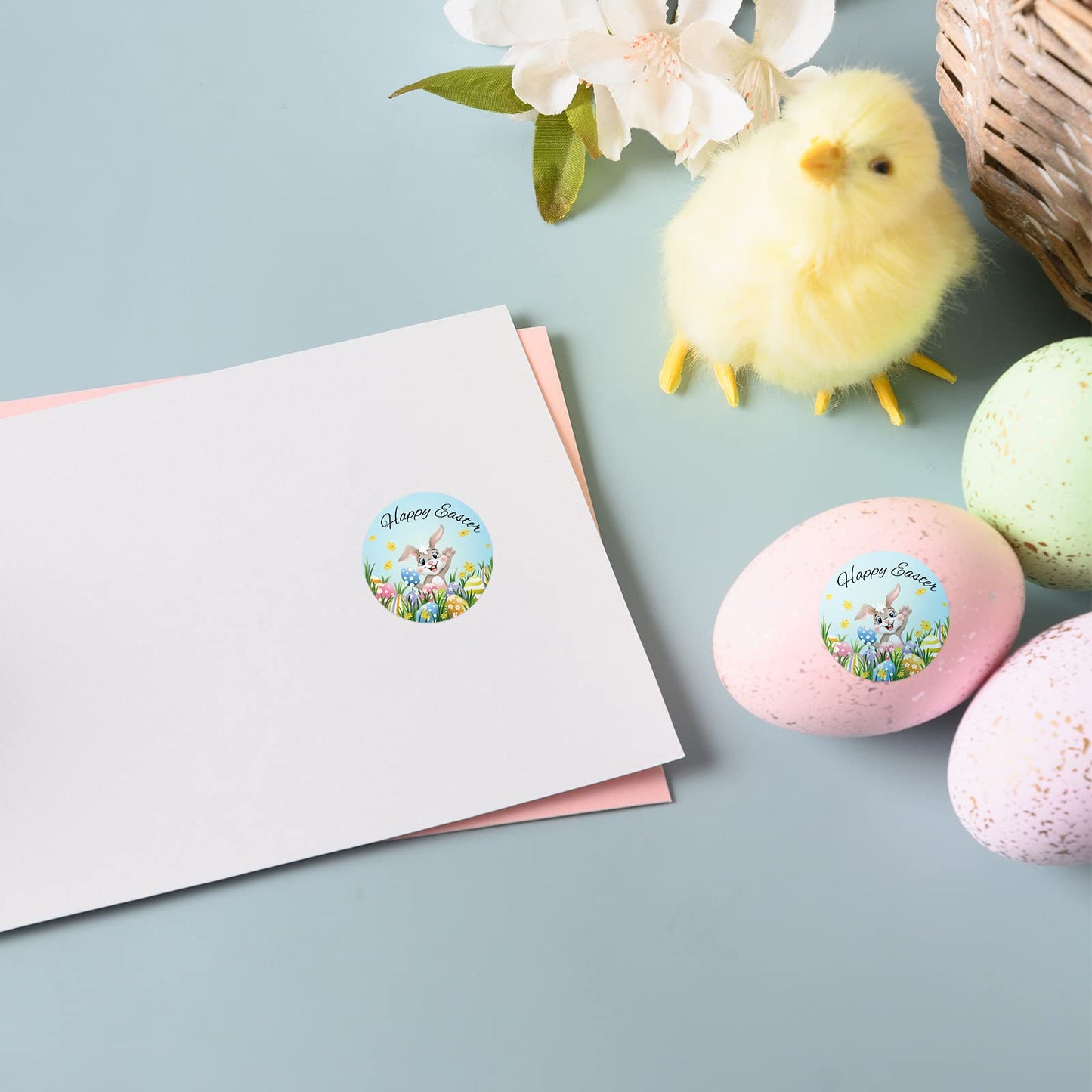 Heyfibro 500 PCS 1.5 Inch Happy Easter Roll Stickers for Small Business, Gift Packing, Cards, Candy Bags, Envelope Seals, Party Supplies (Bunny) Bunny