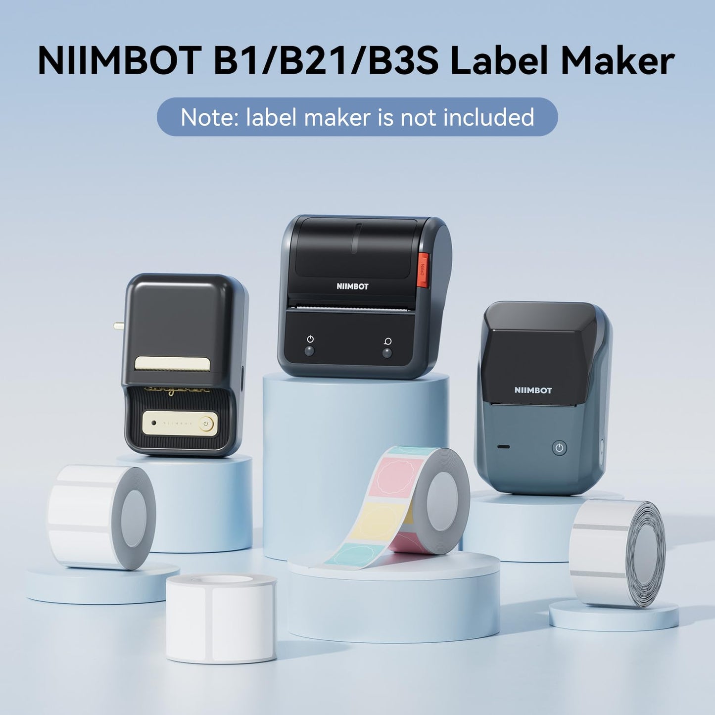 NIIMBOT 2 Rolls Labels for B1/B21/B3S Label Maker, 45 x 80 mm (1.77'' x 3.15'')-95 Tapes/Roll, Thermal Label Tape for Logo/File/Jar/Gift Sticker Labels (White) White