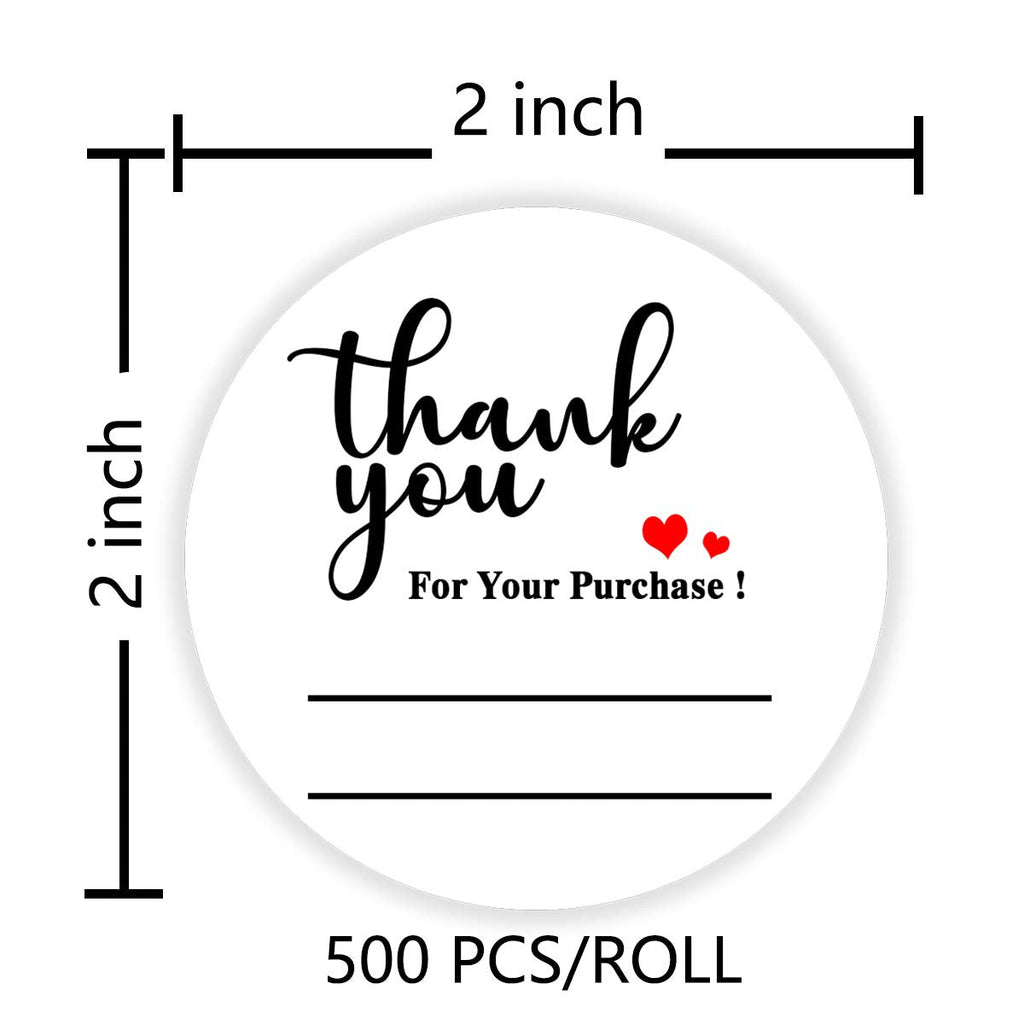 All-purpose Top Label thank you stickers with writable lines, 2-inch size, ideal for bakery, cafe, and boutique packaging, 500 pack