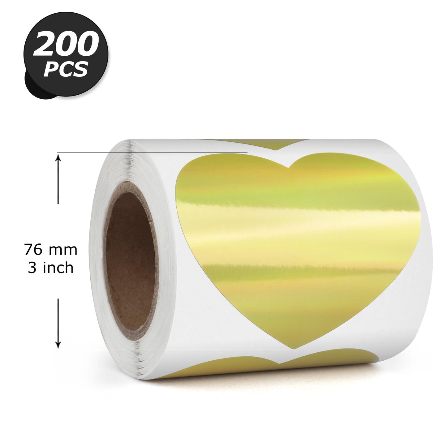 Gold Thermal Labels Vinyl 3 Inch Self-Adhesive Holographic Direct Printable Address Stickers Roll Waterproof Printer Decals for QR Code DIY Name Tag 200 PCS Holographic Gold