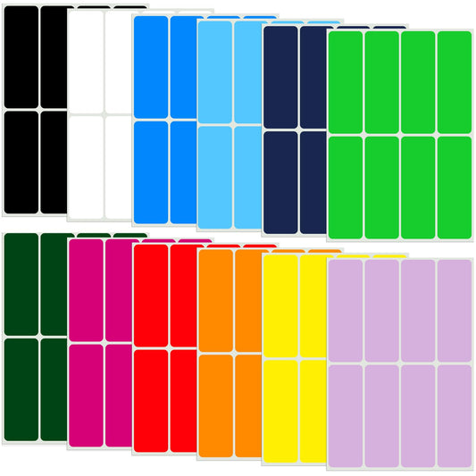 960 Pieces Rectangular Colored Coding Labels Stickers by ELEMGULY,3 x 1 Inch Color- Coding Labels Self Adhesive Solid Colors Tags for Inventory,Office,School and Home Organize(12 Colors)