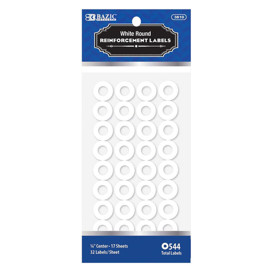 BAZIC White Round Reinforcement Label (544/Pack) 1-Pack