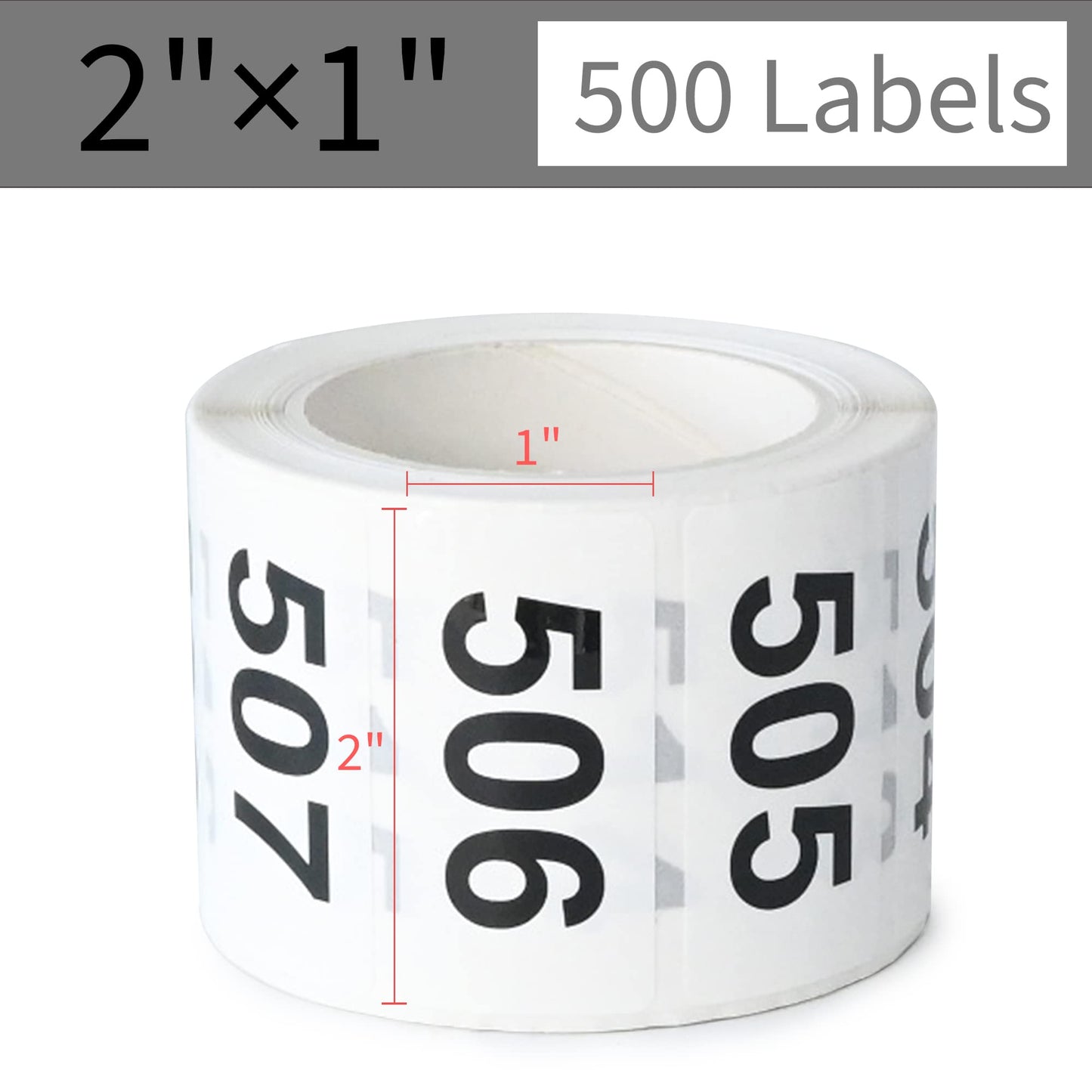 Consecutively Numbered Labels, 2 x 1 Inch Self-Adhesive Vinyl Inventory Numbered Sticker (001-500) 001-500