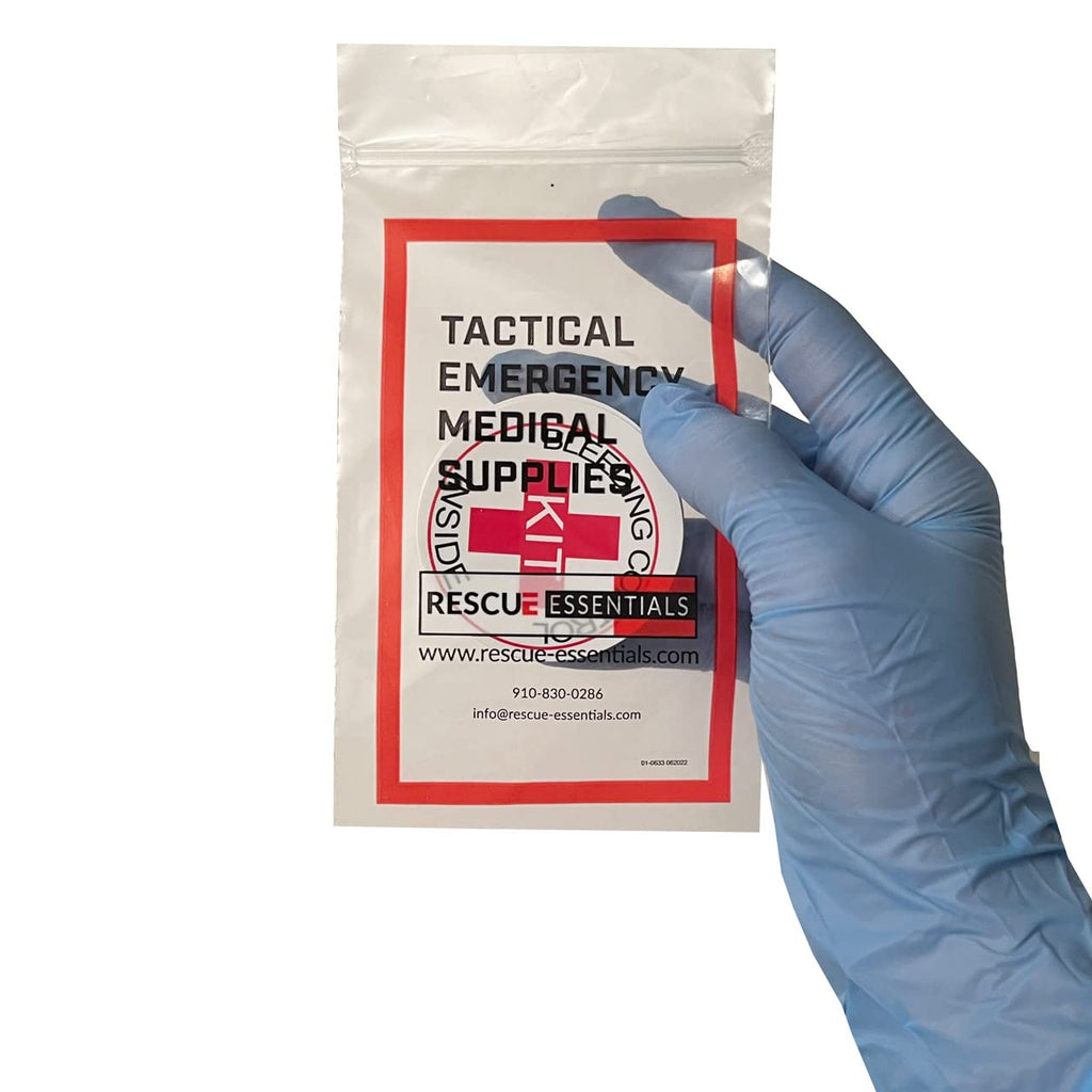 Rescue Essentials bleeding control designation stickers, 5-pack, medication labels with red cross symbols for emergency medical use