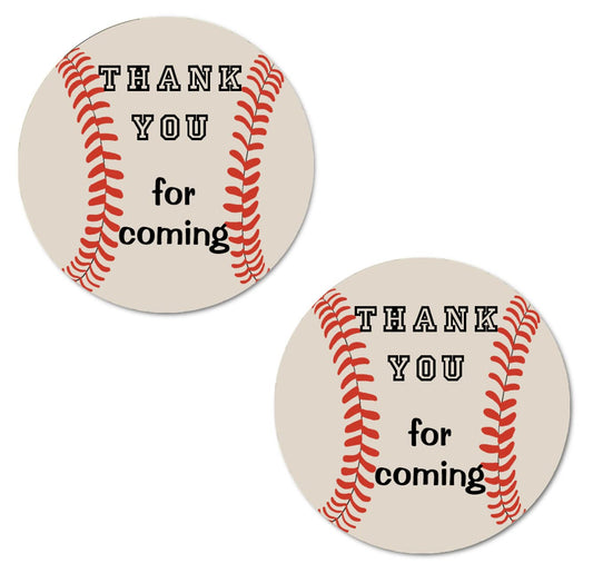 40 Thank You Baseball Labels, 2 Inch Big Round Glossy Stickers, Great Stickers for Birthday Party, Baby Shower, Wedding, Graduation, or Any Family Sports Event Decorations, Made in USA