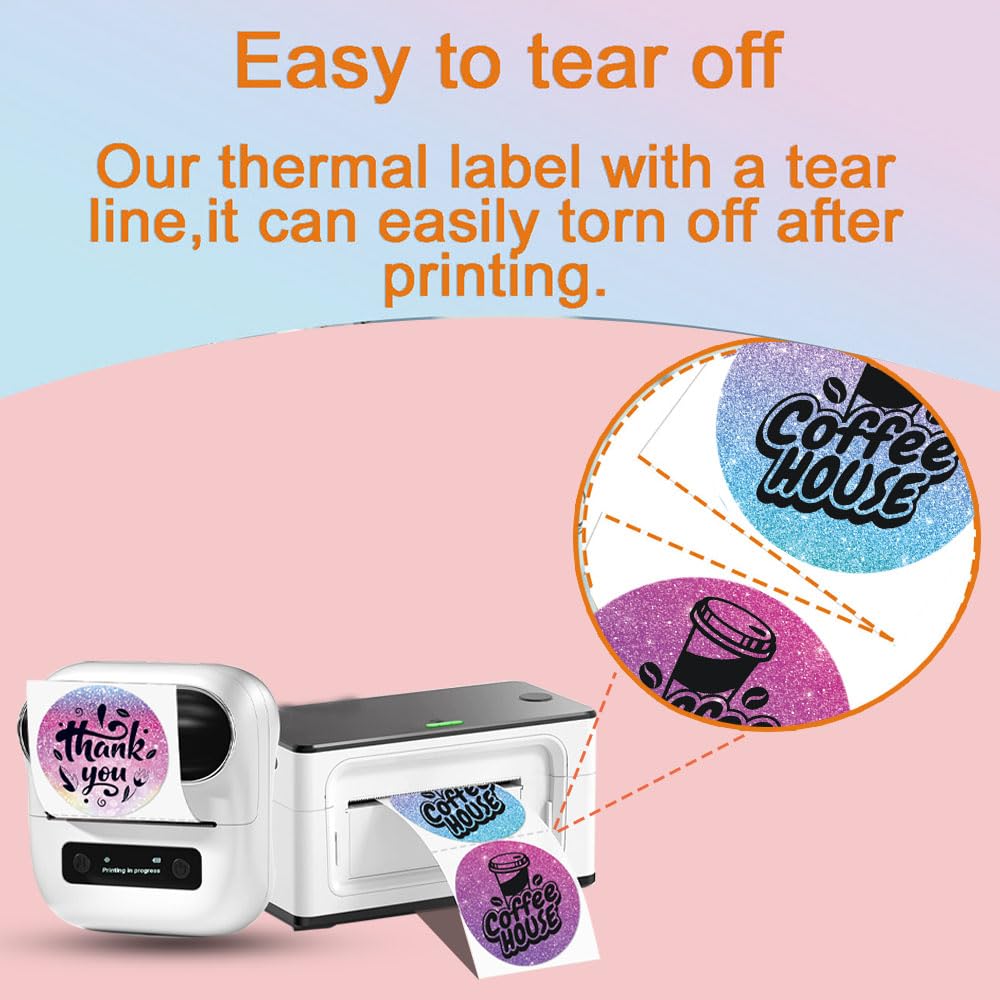 2pcs 2 x 2 Round Thermal Labels, for M110/M120/M220/M221 Label Maker, 2 inch Circle Thermal Sticker for Business and Home, 280 Labels/2 Roll for Printer