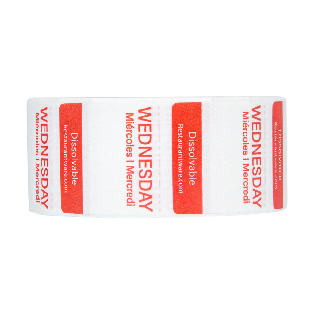 Restaurantware RW Smart 1 Inch x 1 Inch Food Rotation Labels 3500 Dissolvable Food Safety Labels - Premium Trilingual Paper Day Of The Week Labels For Food Storage Or Prep Weekly 7-Day