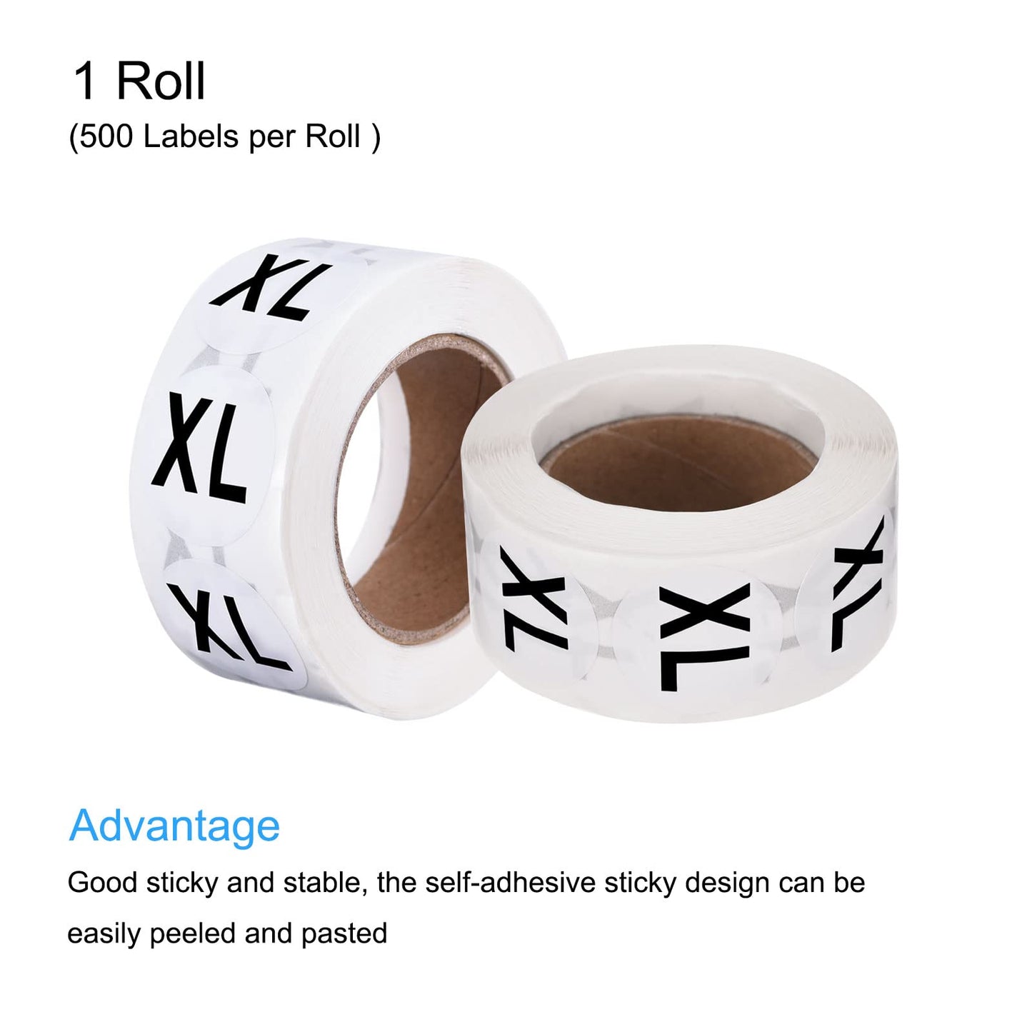 MECCANIXITY Clothing XL Large Size Sticker Label Coding Label 25mm/1inch Dia 1 Roll 500 Round Adhesive Labels for Clothes Apparel